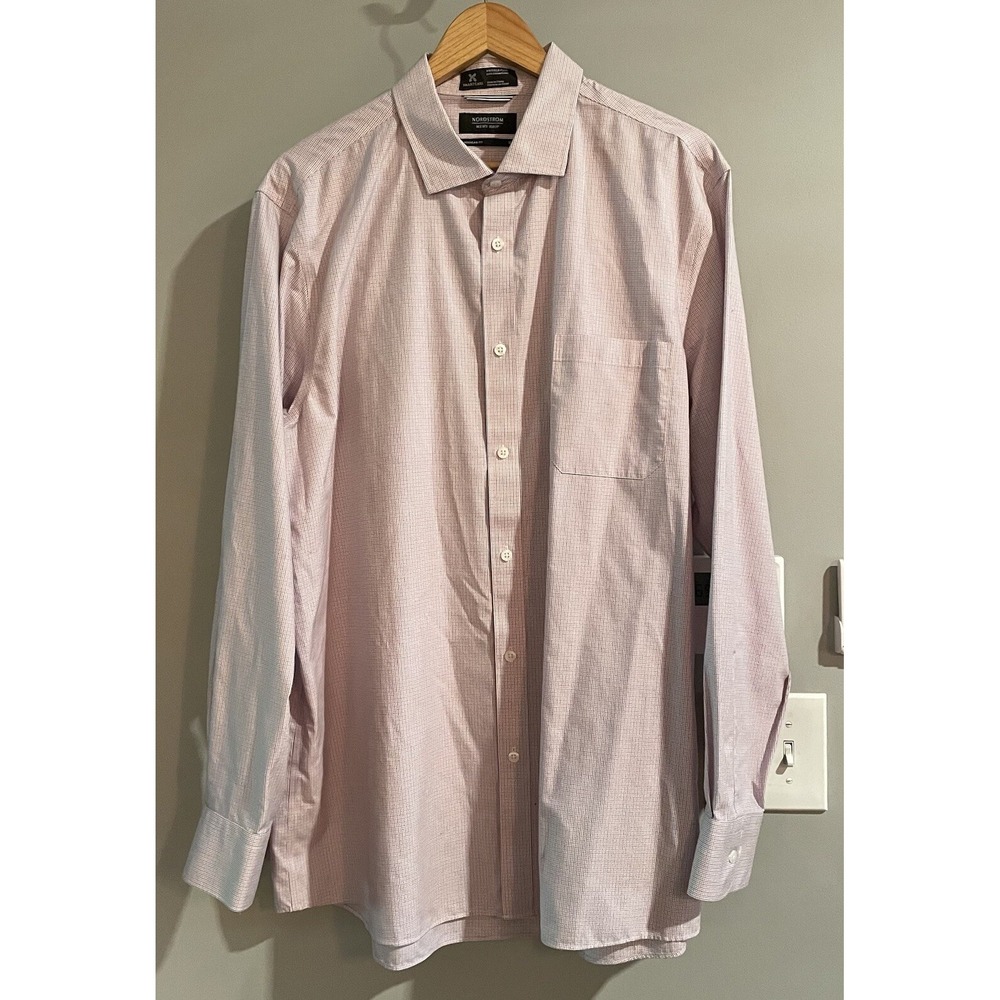 Nordstrom Shirt Mens Shop Button Up Wrinkle Free Smart Care‎ Cotton Mens XL